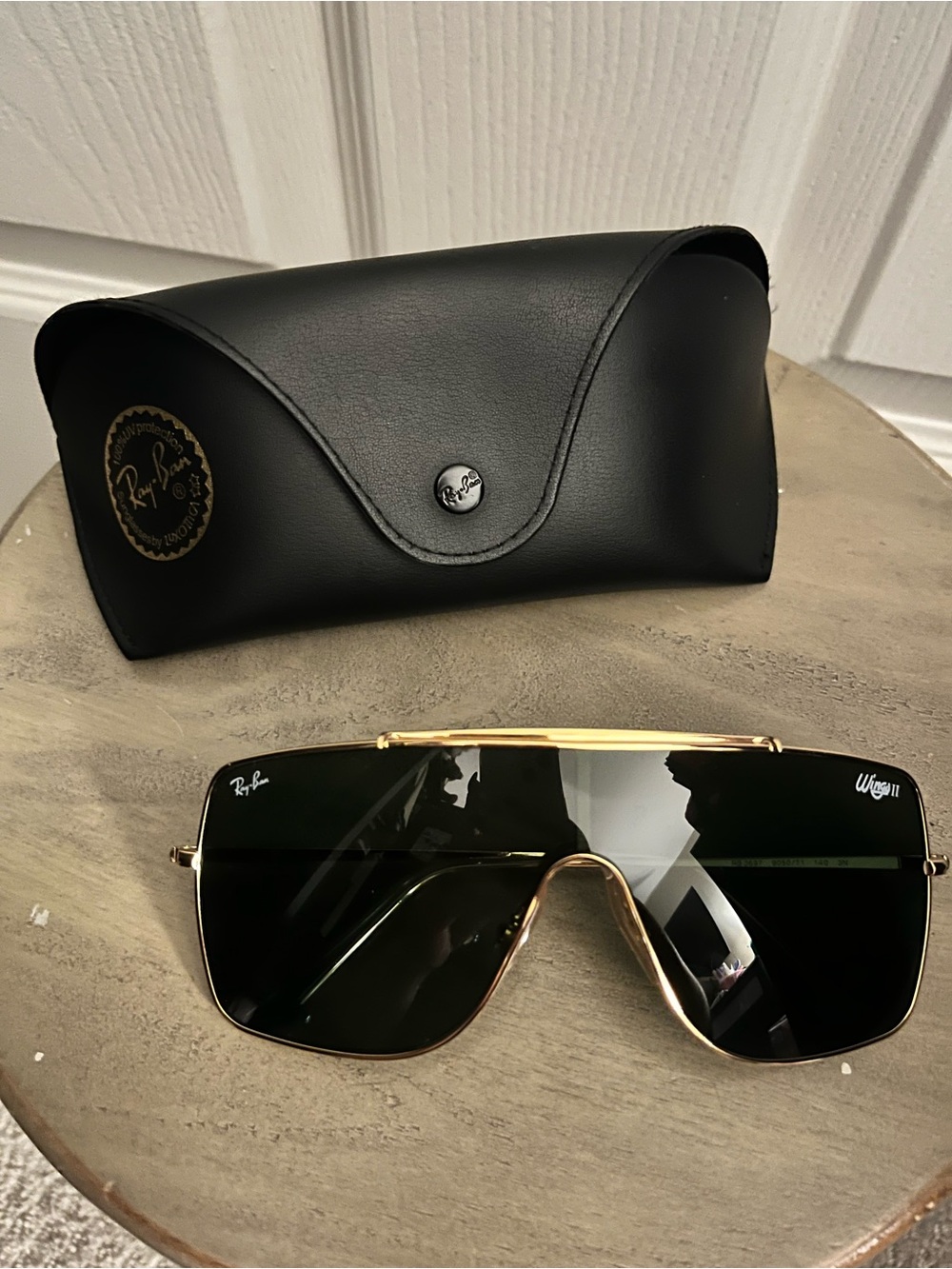 Ray-Ban Shield Sunglasses in Black & Gold